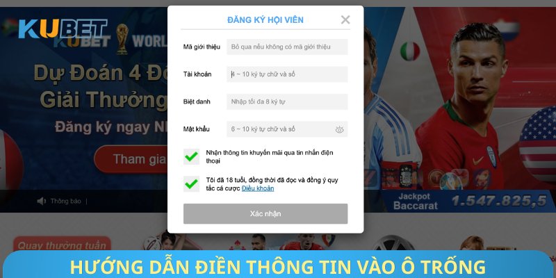 Hướng dẫn điền thông tin vào ô trống